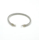 David Yurman Sterling Silver & 18k Gold Buckle Cable Cuff Bracelet #S1004-4