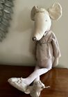 Maileg Mega Maxi Mouse With Rose Two Piece Outfit, Ballet Flats And Silver Crown