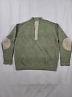 Filson Wool Sweater Men XL Green Henley Guide Thick Heavy Outdoor Elbow Patches