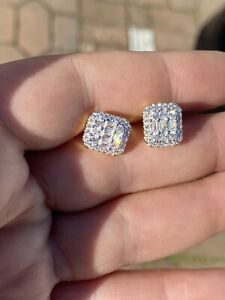 Men’s Real Solid Sterling Silver Baguette Simulated Diamond Hip Hop Earring 925