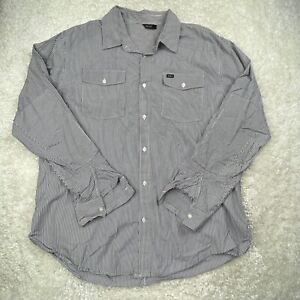 RVCA Shirt Mens 2Xl Gray Stripes Long Sleeve Button Down Front Pockets XXL
