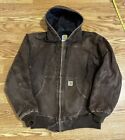 Carhartt Vintage Quilted Jacket Medium Brown Distressed Faded