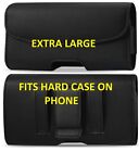 Extra large Horizontal Leather Carrying Case With Belt Clip & Belt Loop Holster