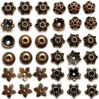 40 Bead Caps Antique Copper Tone Spacers Findings Floral Assorted Lot 8mm-14mm