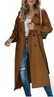 Makkrom Double Breasted Long XL Trenchcoat With Belt XL Brown