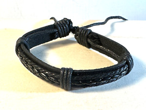 Men's Women's Wrap Braided Leather Bracelet Cuff Bangle Adjustable.  Lot A7.
