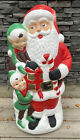 Blow Mold Santa W/ Elves TPI Lights Up 31” Christmas Decor RARE