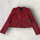 Akris Jacket Women's 6 Red 100% Silk Hidden Snap Button Front  R2