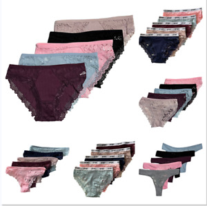 LOT Nice 5 Women Bikini Panties Brief Floral Lace Cotton Underwear Size M L XL