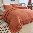 AIKASY Taupe Comforters Queen Size Set, Vintage Boho Chic Farmhouse Bedding Sets