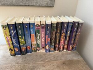 Lot of 14 Disney Classics Black Diamond VHS Tapes Movie Clamshell Aladdin