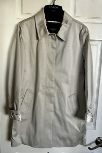 NWT Coach Sateen Walking Coat Signature Trench Stone Beige Size Small