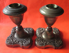 Vintage 2 Small ORNATE Solid Brass Candlestick  Made In India