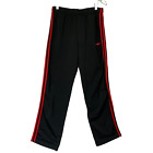 Adidas Essentials Three Stripe Pants Mens Large Warmup Track Black Red FI1448