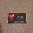 Nice Vintage AC Delco Full Flow Filter Element Decal Transfer. Rare