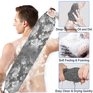 Exfoliating Back Scrubber Towel Strip Shower Bath Spa Skin Body Wash Cloth Soft