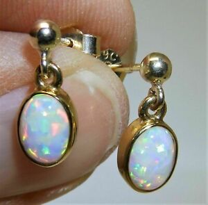 2Ct Oval Cut Fire Opal Diamond Drop/Dangle Earrings Solid 14K Yellow Gold Finish