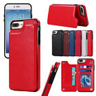 For iPhone 11 12 13 14 15 Pro Max 7 Slim Leather Wallet Card Holder Stand Case