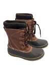 LL Bean Brown Snow Boots Tumbled Leather Lined Womens Sz 9 Duck Boot