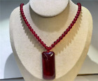 Top Quality Ruby Beads Pendant Necklace (Beads 6mm Emerald Pendant 22x45mm)