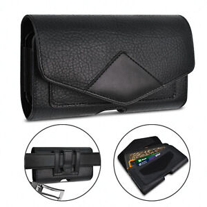 Cell Phone Holster Pouch Leather Wallet Case w Belt Loop for iPhone Samsung Moto