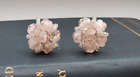 Vtg Schiaparelli Pink Glass Japanese Cherry Blossom Flower Beaded Earrings