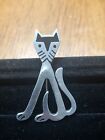 Vintage 925 Sterling Silver Cool Cat Pin Brooch Mexico TS-124