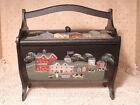 VINTAGE WOOD SEWING BOX, QUILTS, FARMS, LADIES SEWING,HAND PAINTED FOLK ART