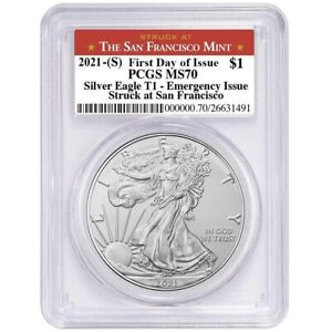2021 S Silver Eagle - Business Strike - Type 1 Emergency Production - PCGS MS70