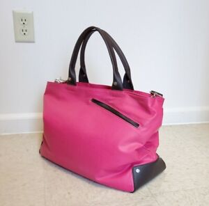Nook Waxed Canvas flamingo Pink/Brown Tote Zippered Multipurpose Bag
