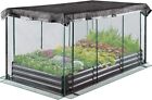 Quictent 8x4x1 ft Galvanized Raised Garden Bed w/ Crop Cage Plant Protection Net