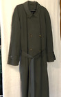 Strathmore Men's Trench Coat Full Zip Lining 100% Wool Size 40 Khaki Green Nice