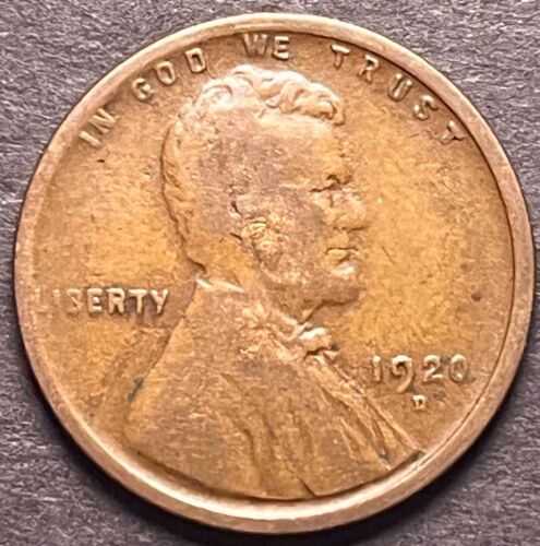 1920 D Lincoln Wheat Penny, VG+ Condition Cent