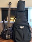 2001 Ibanez BTB405QM Quilted Maple Top 5 String Bass Translucent Black Finish