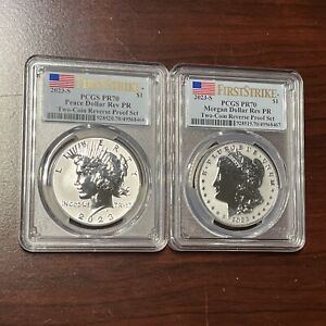 2023-S Reverse Proof $1 Morgan and Peace Dollar 2 Coin Set PCGS PR70 FS