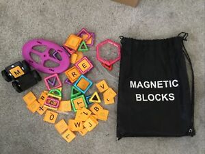 Magnetic Building Toy Tiles 3D Blocks Ferris Wheel Cars Letters Numbers