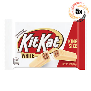 5x Packs Kit Kat Original White Chocolate Wafers Candy Bars | King Size 3oz |