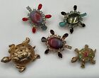 Vintage Lot of 5 Turtle Pins Brooches NO Missing Stones Beautiful(21)