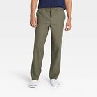 Men's Regular Fit Linen Straight Trousers - Goodfellow & Co Olive M