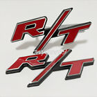 2X OEM For RT Front Grill Emblems Red Silver R/T Trunk Side Stickers Car Badge (For: Dodge Charger)