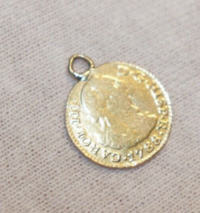 1788 Spanish Colonial 1/2 Escudo Gold Coin w/ Loop (Jewelry Piece)