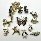 Animal Brooch Pin 11 Piece Mixed Lot Vintage to Now Bird Donkey Horse Dog Turtle