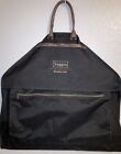 Haggar Black Canvas Hanging Garment Suit Travel Bag Leather Trim Handle