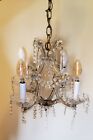 4 Arm Vintage Italian Crystal Chandelier Glass Arms  Wired For Swag Lamp