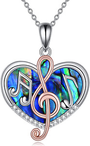 Musical Note Necklace Sterling Silver Treble Clef Music Note Jewelry Gifts for M