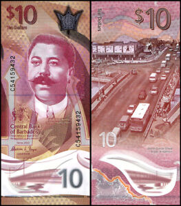 Barbados 10 Dollars, 2022, P-82, UNC, Polymer