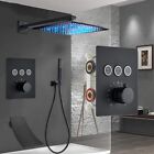 Thermostatic Black Shower Faucet Set LED 12