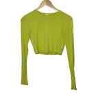 Garage Neon Green Ribbed Long Sleeve Cropped Top Size Medium