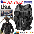 Military Tactical Vest with Gun Holster Molle Assault Combat Plate Carrier Black