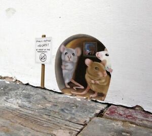 Mouse Hole Wall Sticker - Realistic Funny Cute Mice Home Decal For Skirting